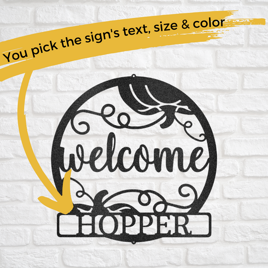 Custom Metal Fall Welcome Sign - Harvest Decor