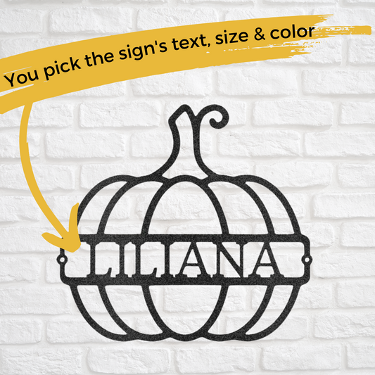 Custom Metal Pumpkin Monogram Sign - Home Decor