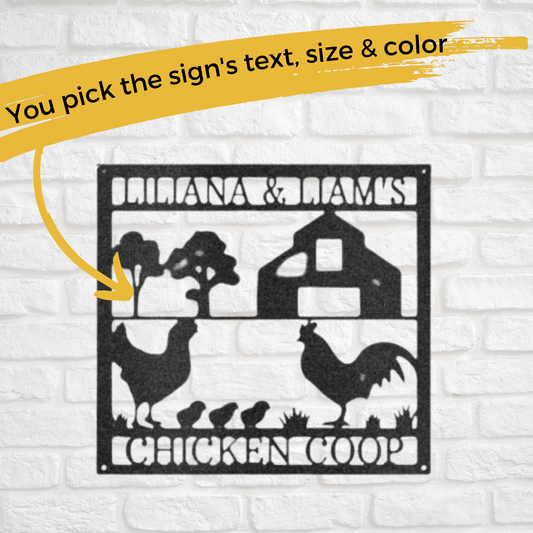 Custom Metal Chicken Farm Sign - Chicken Coop Decor