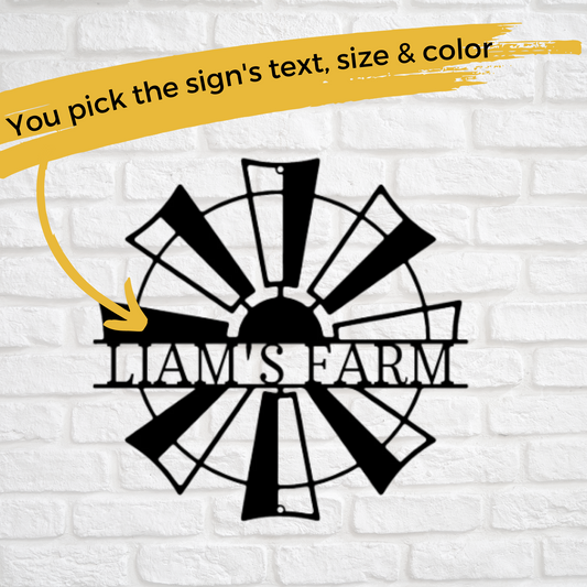 Custom Metal Classic Windmill Sign - Farm Decor