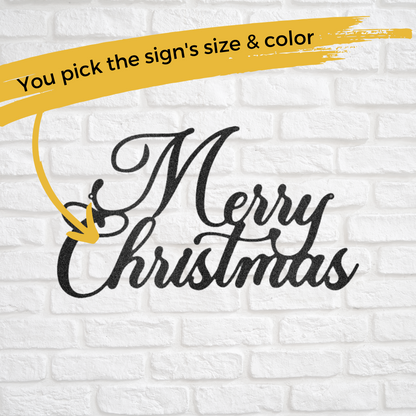 Custom Merry Christmas Script Metal Wall Sign, Christmas Decor, Custom Holiday Decor, Holiday Gift, Christmas Wreath Door Decor