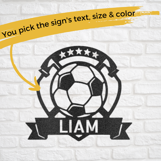 Soccer Star Monogram - Custom Metal Sign - Sports Wall Art - Liliana and Liam