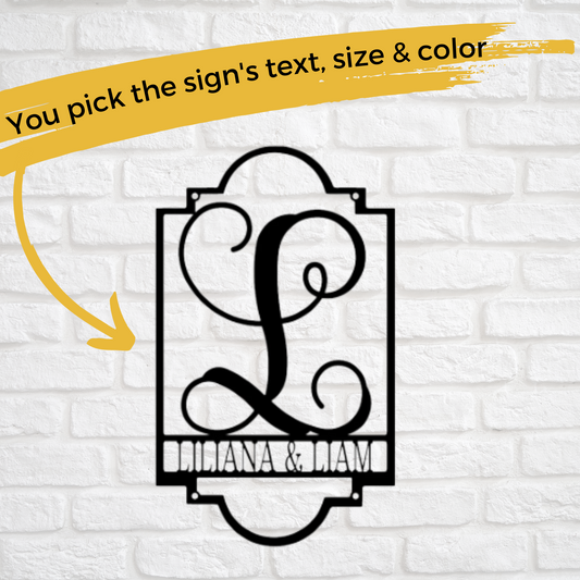 Custom Metal Fancy Initial Letter Sign - Home Decor