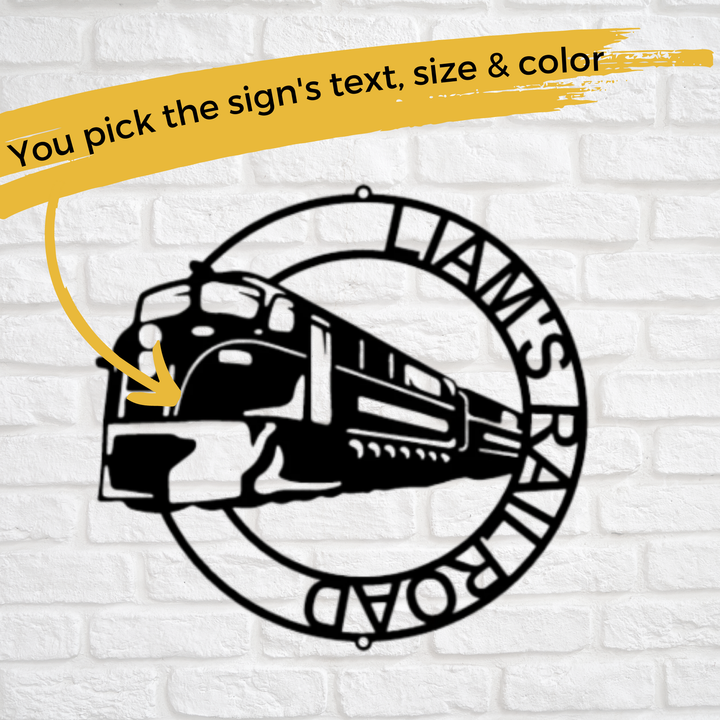 Train Sign - Personalized Metal Name Sign -  Modern Train Monogram