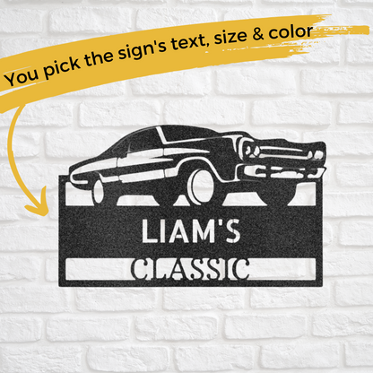 Custom Metal Classic Muscle Car Sign - Garage Decor