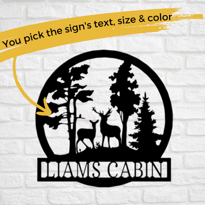 Outdoor Monogram Sign: A Doe, A Deer... - Personalized Metal Sign - Wildlife Outdoor Monogram Banner