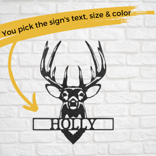 Mounted Buck Monogram - Custom Metal Sign - Outdoormens Wall Art-Liliana and Liam