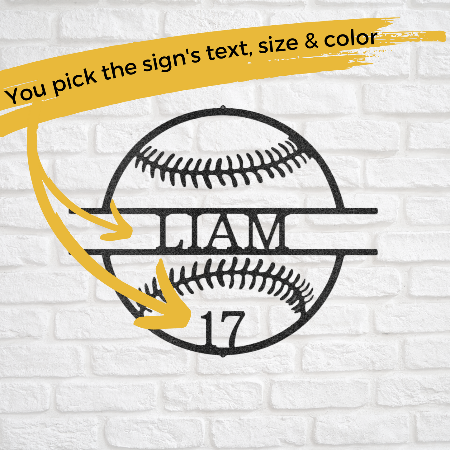 Baseball/Softball Sign with Number - Laser Cut Metal Sign, Playroom Sign, Gift for Baseball Player