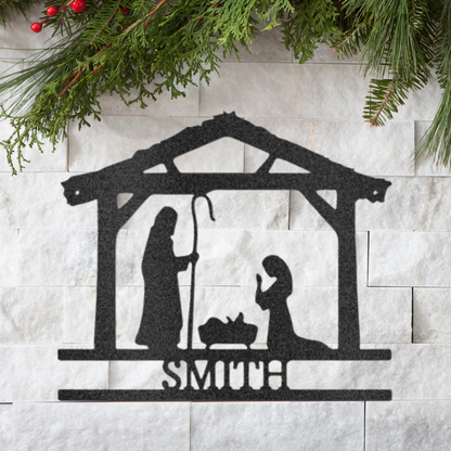Nativity Simple Monogram  - Custom Metal Sign -  Christmas Decor, Christian Metal Wall Art, Christian Artwork