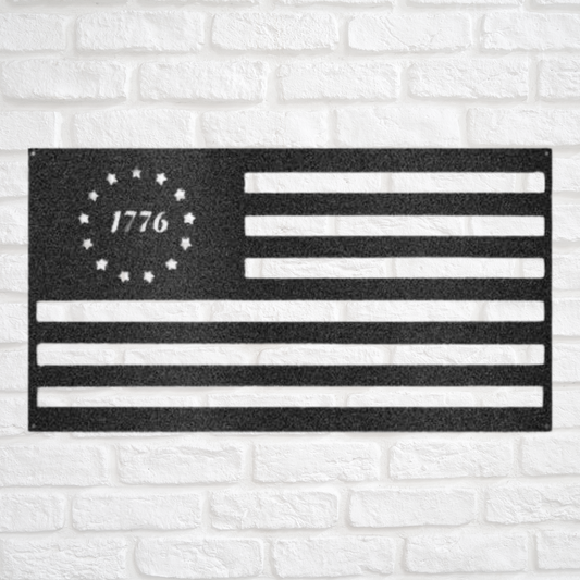 1776 Flag - Custom Metal Sign- USA, Patriotic Sign, 4th of July Wreath