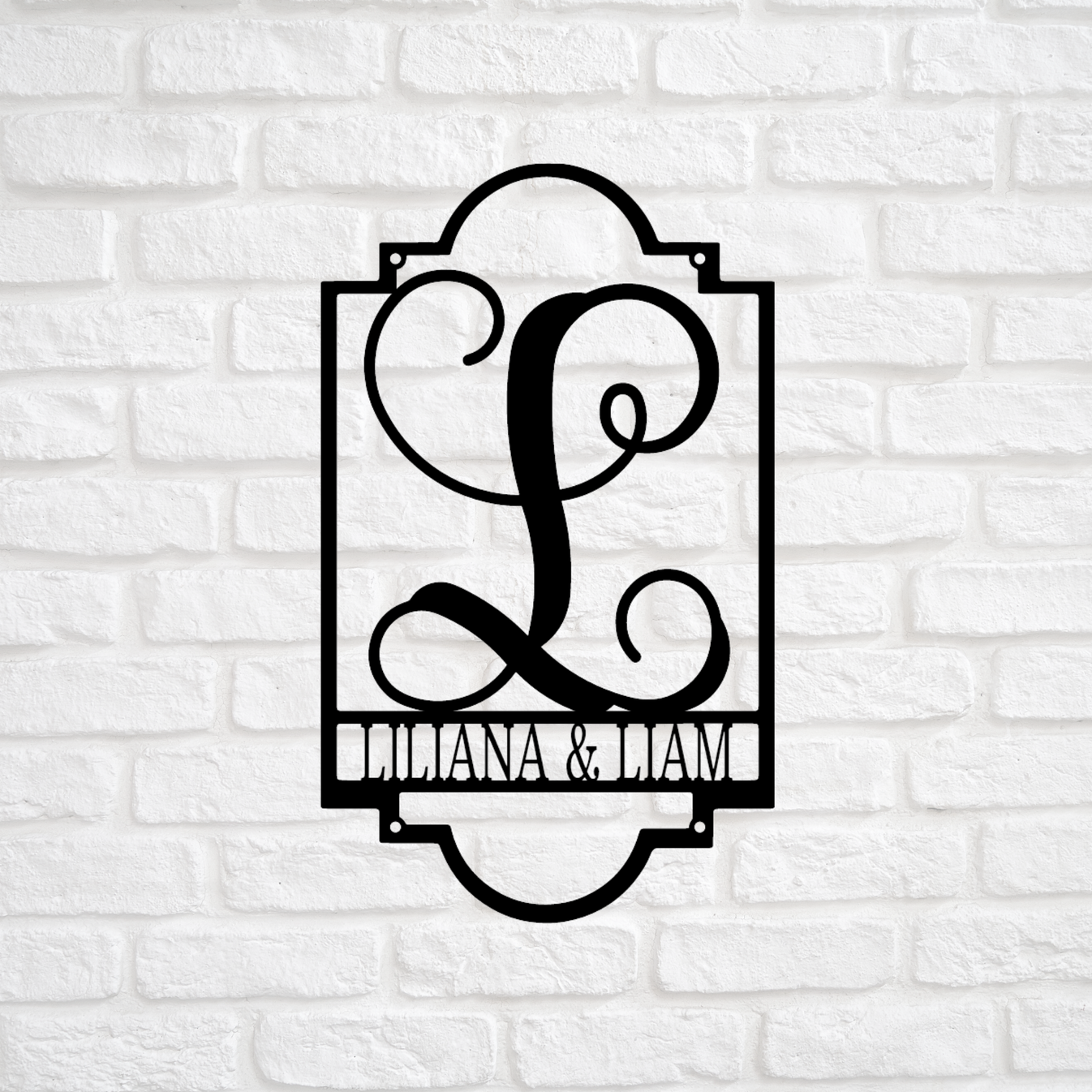 Fancy Initial Letter with Fancy Rectangle - Metal Sign, Family Name ...