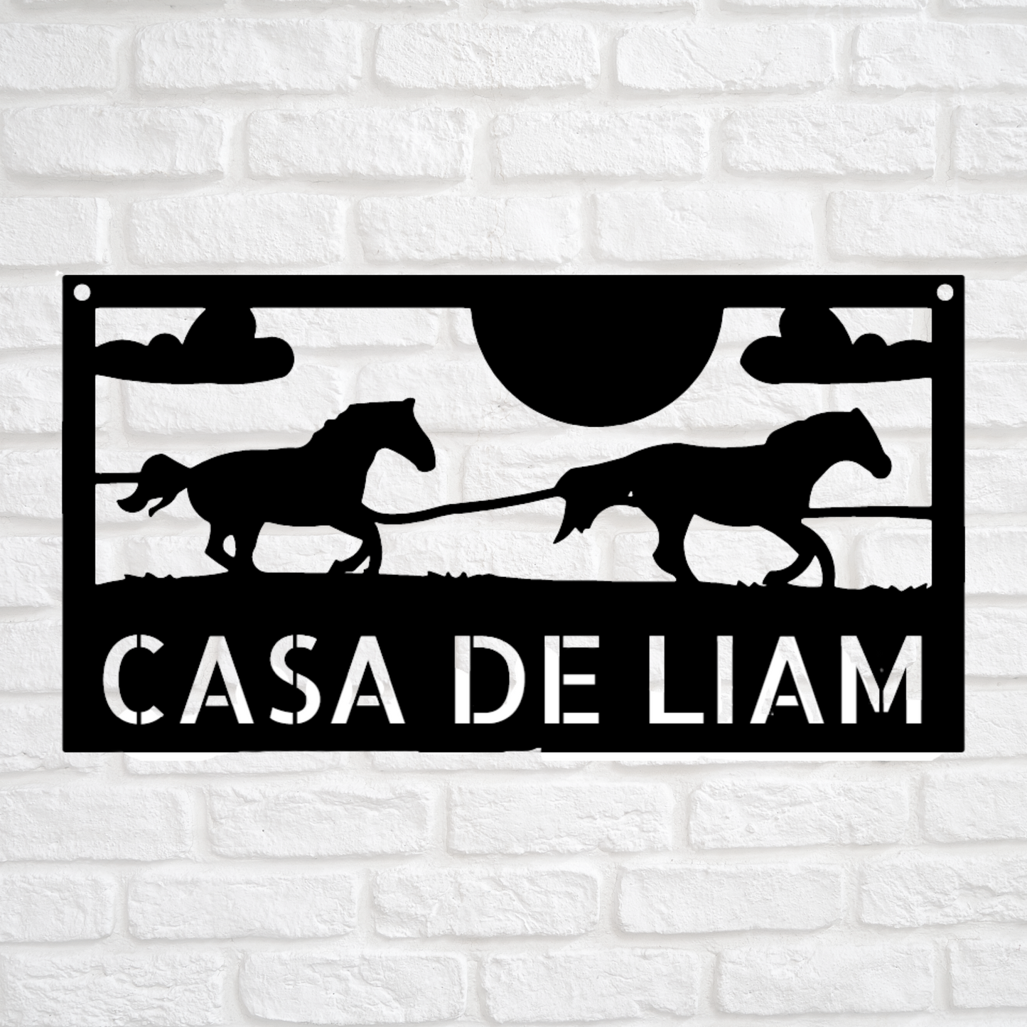 Racing Horses Meta Sign - Barn Sign, Horse Sign, Horse Stall Sign, For Ranch, Stable Décor - Laser Cut Metal Sign