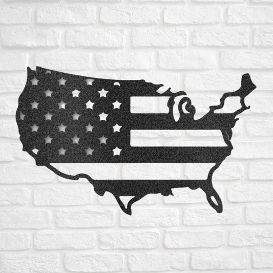 USA American Flag - Custom Metal Wall Art - Patriotic Decoration, Patriotic Sign, 4th of July Wreath