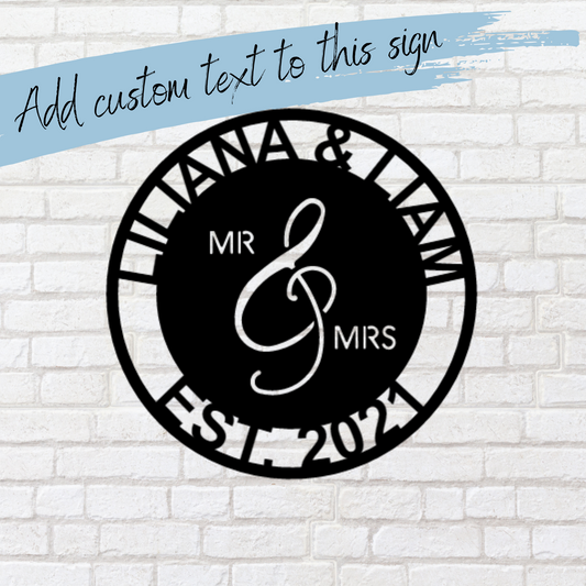 Custom Metal Mr. and Mrs. Metal Sign - Home Decor