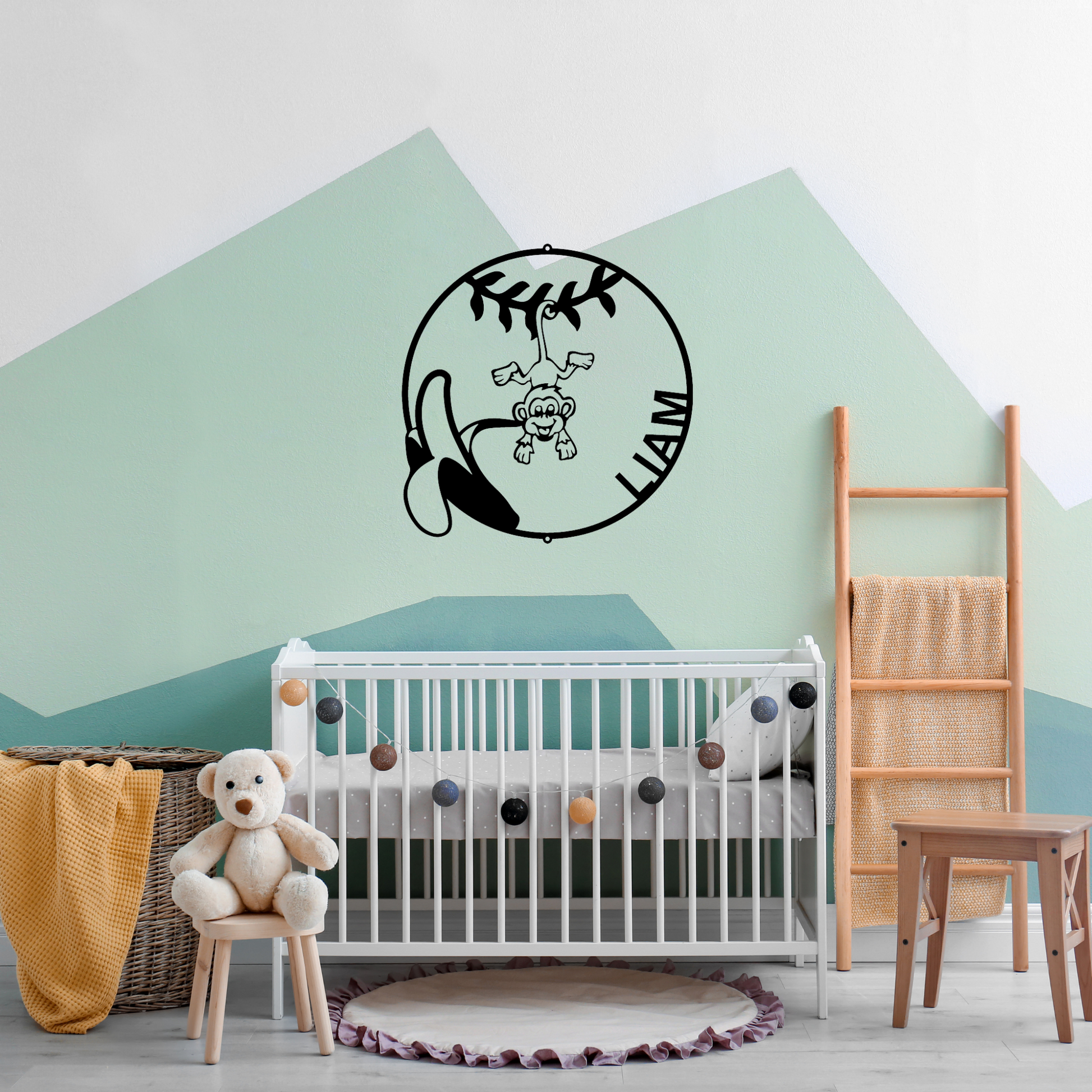 Baby Love Monogram - Powder Coated Steel Sign for Infant's Nursery