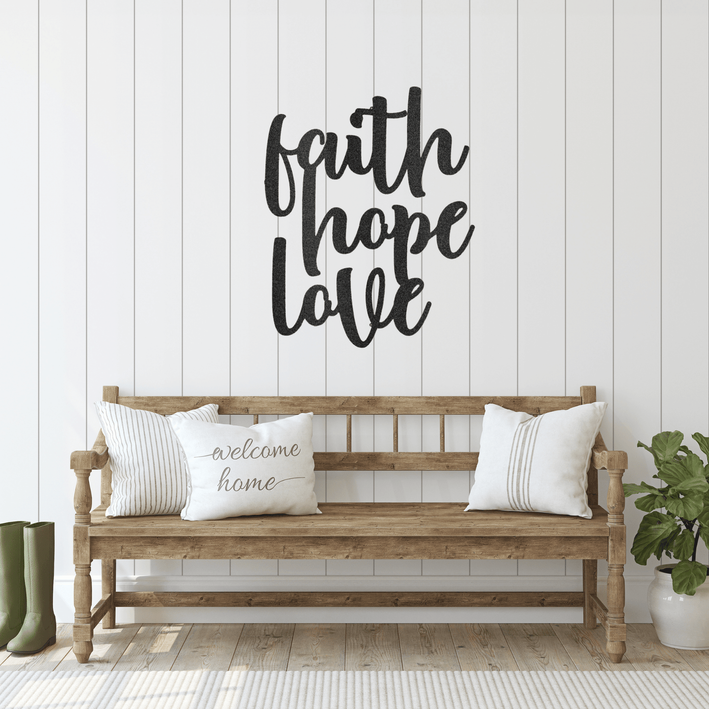 Faith Hope Love - Custom Metal Sign - Christian Metal Wall Art, Christian Artwork