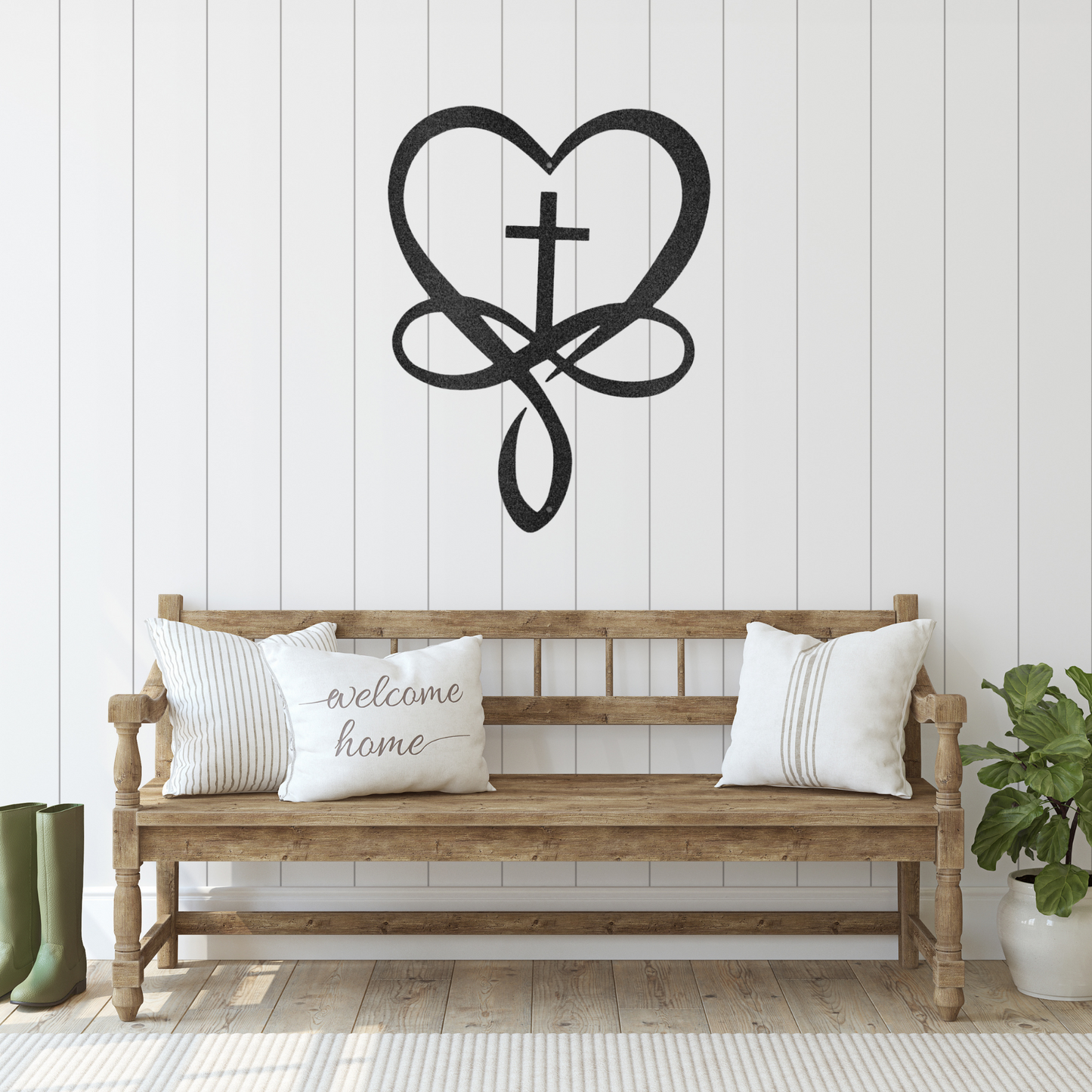Gods Infinite Love - Heart and Cross - Laser Cut Metal Sign - Christian Metal Wall Art, Christian Artwork