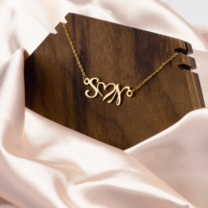 Initials + Heart - Custom Name Necklace