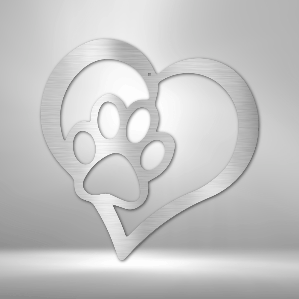 Heart Paw Print - Custom Metal Sign