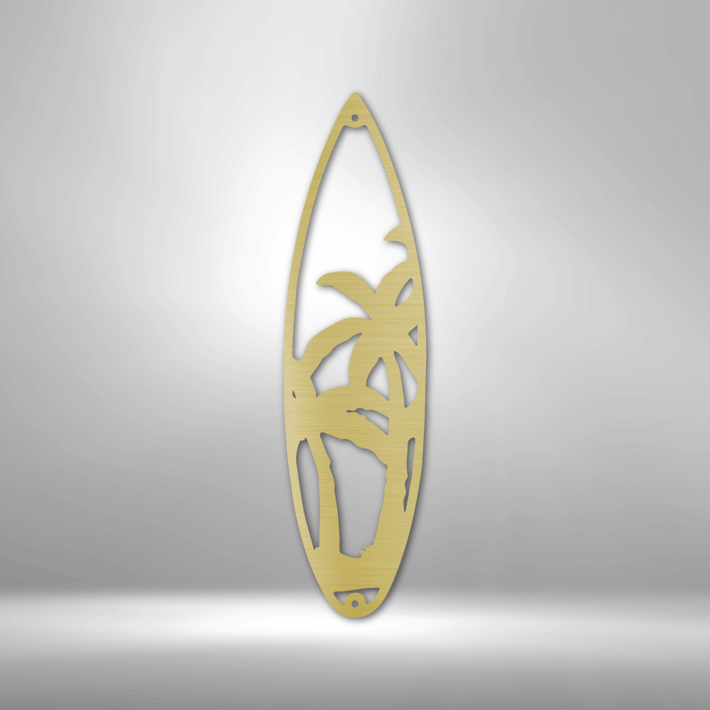 Surfboard with Palm Trees - Custom Metal Sign