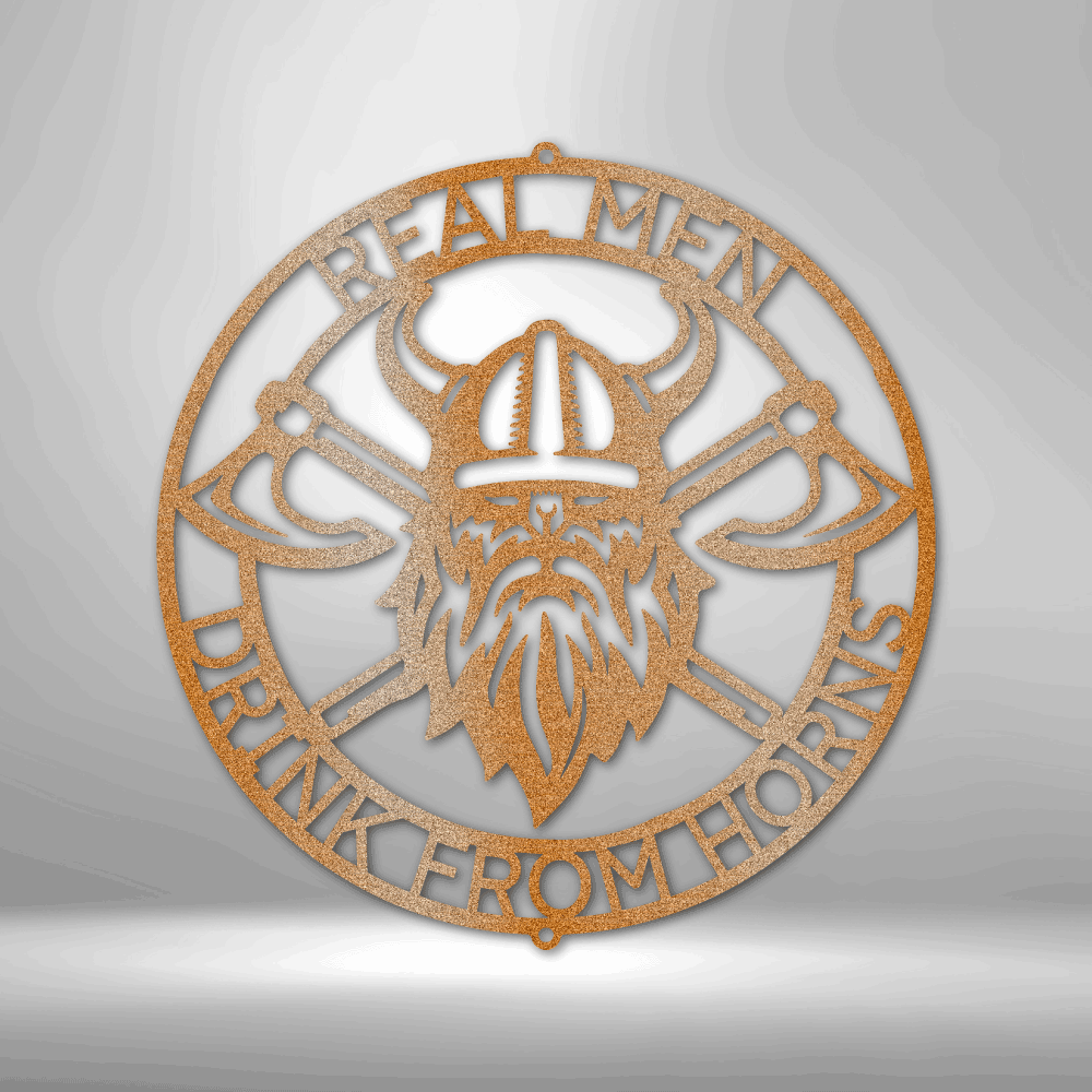 Viking Sign - Personalized  Metal  Name Sign - Battle Axe Ring Monogram