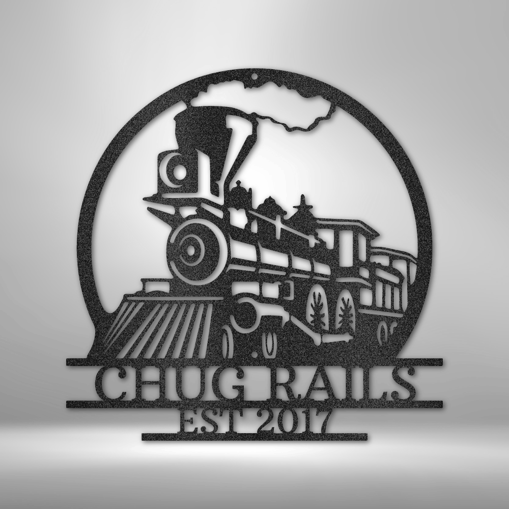Train Sign - Personalized Metal Name Sign - Old Fashion Train Monogram
