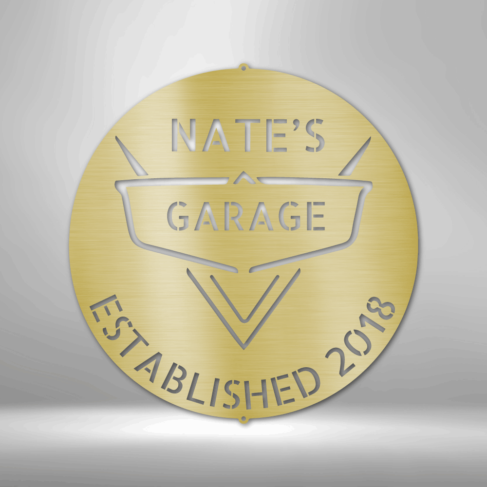 Classic Garage or Shop Sign - Personalized Metal Sign - Classic Car Monogram