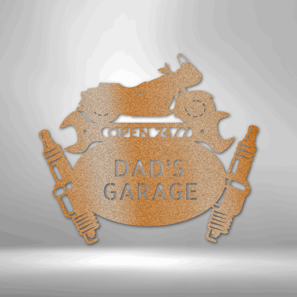 Custom Metal Cruiser Monogram with Engine and Wrench Sign - Man Cave Decor