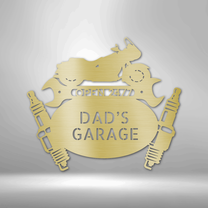Custom Metal Cruiser Monogram with Engine and Wrench Sign - Man Cave Decor