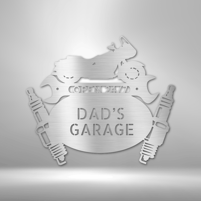 Custom Metal Cruiser Monogram with Engine and Wrench Sign - Man Cave Decor