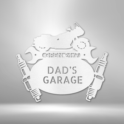 Custom Metal Cruiser Monogram with Engine and Wrench Sign - Man Cave Decor