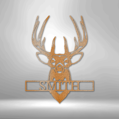 Mounted Buck Monogram Sign - Personalized Hunting Metal Sign - Hunting and Fishing Decor, Lake House Sign, Cabin Sign