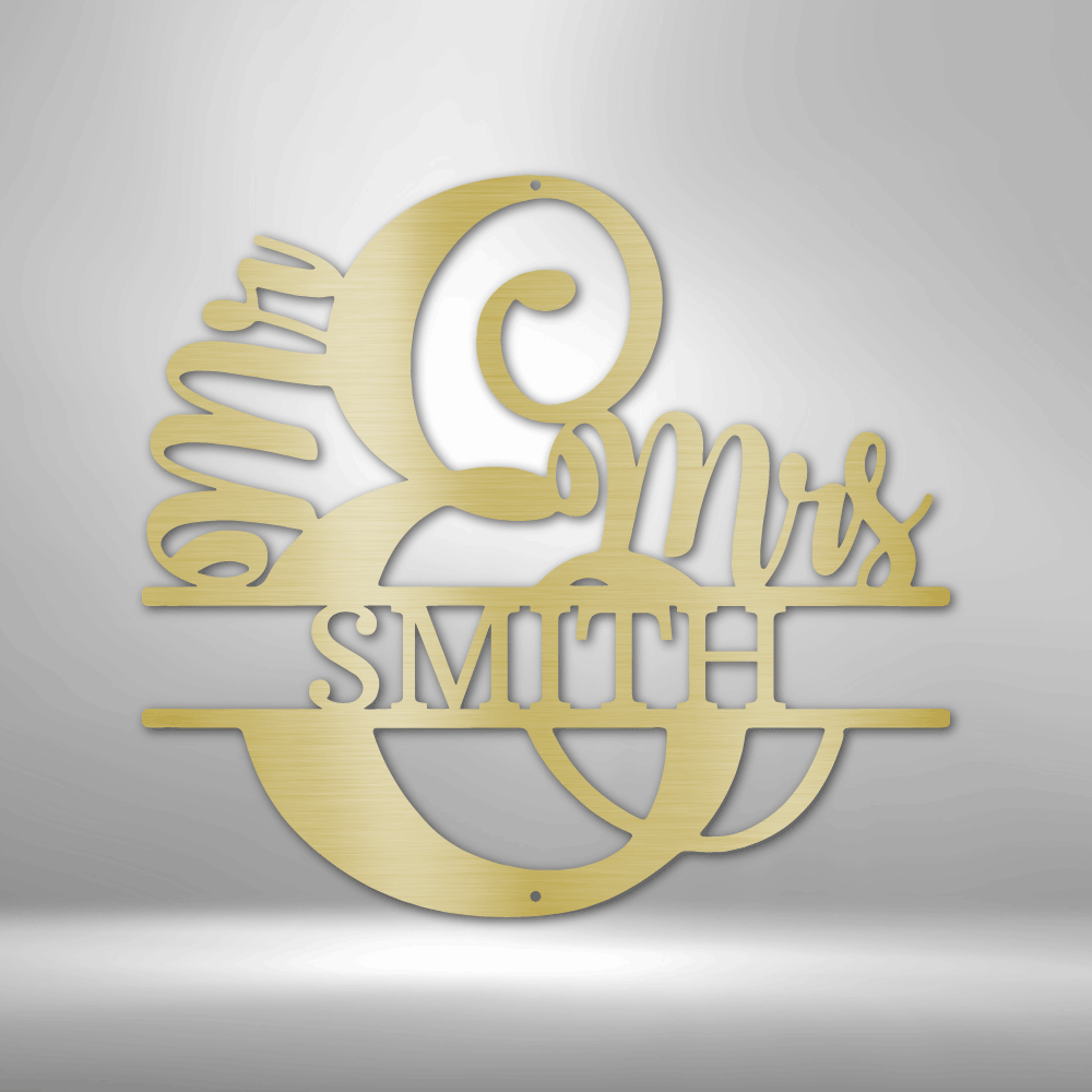 Personalized Mr and Mrs Circle Monogram Metal Sign
