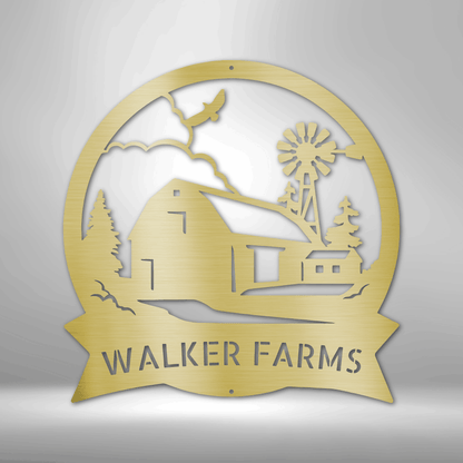 Homestead Sign with Barn - Metal Farm Sign - Classic Farm, Family Farm, Ranch Sign, Family Name Metal Sign