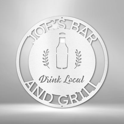 Drink Local  - Custom Metal Bar Sign - Perfect Sign for Local Pub, Basement Bar, or Above Bar Cart