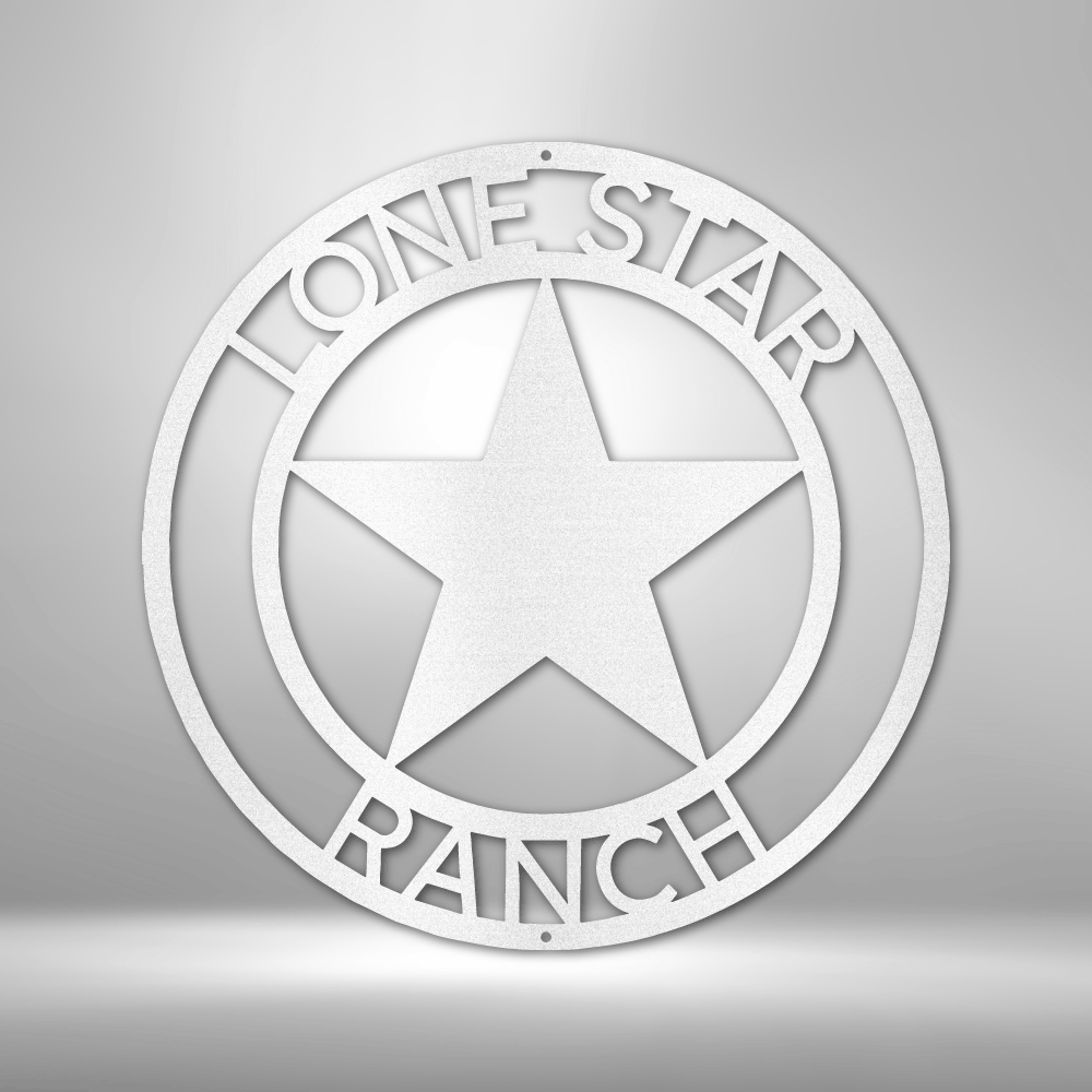 Star Sign with Ring of Text - Custom Laser Cut Large Metal Wall Art - Star Wall Decor, Texas Star, Ranch Sign, Patriotic Sign, 4th of July Wreath