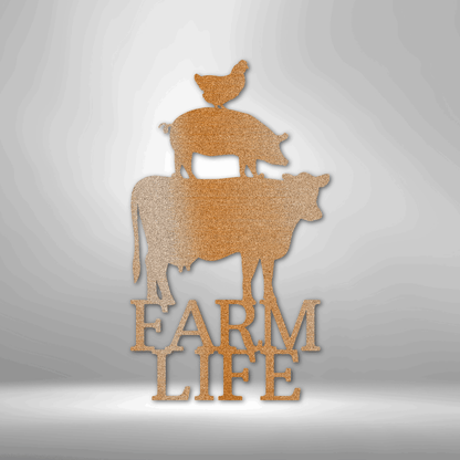 Farm Life  - Custom Metal Farm Sign -  Chicken, Pig, Cow, Family Farm, Metal Sign For Farmer, Ranch Sign, Farmhouse Wall Art, Family Name Metal Sign