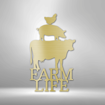 Farm Life  - Custom Metal Farm Sign -  Chicken, Pig, Cow, Family Farm, Metal Sign For Farmer, Ranch Sign, Farmhouse Wall Art, Family Name Metal Sign