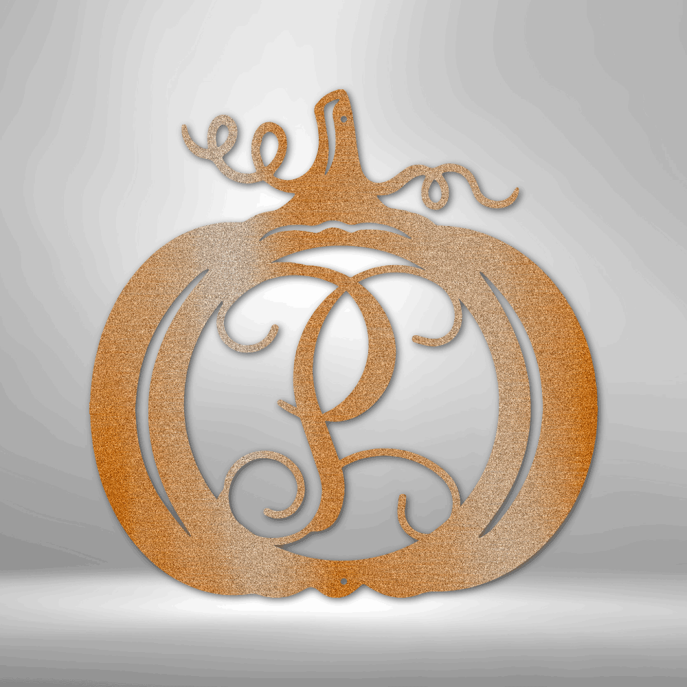 Personalized Fall Pumpkin Initial Sign, Metal Pumpkin Monogram, Fall Decor, Metal Name Sign, Fall Door Hanger, Custom Name Sign, Fall Wreath