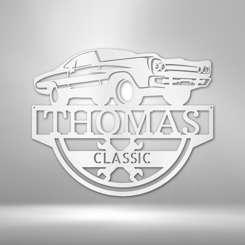 Classic Muscle Car Monogram, Personalized Metal Wall Sign, Classic Timeless Car, Muscle Car Metal Wall Sign, Ford Muscle Car, Chevy Muscle Car