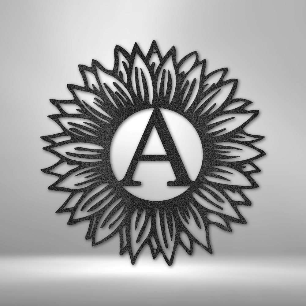 Sunflower Initial Letter -  Metal Sign, Family Name Sign, Initial Wall Decor, Front Porch Name Sign