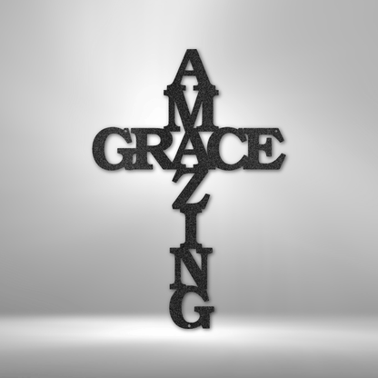 Amazing Grace Cross  - Custom Metal Sign - Christian Metal Wall Art, Christian Artwork