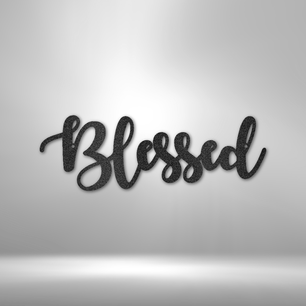 "Blessed" Script, Custom Metal Word Sign, Rustic Metal Sign, Farmhouse Decor, Housewarming Gift, Metal Wall Art, Christian Word Art
