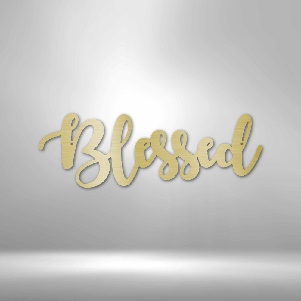 "Blessed" Script, Custom Metal Word Sign, Rustic Metal Sign, Farmhouse Decor, Housewarming Gift, Metal Wall Art, Christian Word Art
