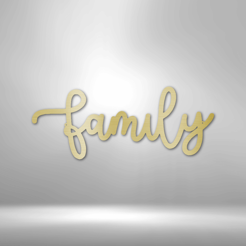"Family" Script, Metal Word Sign, Rustic Metal Sign, Farmhouse Decor, Housewarming Gift, Metal Wall Art, Family Word Art