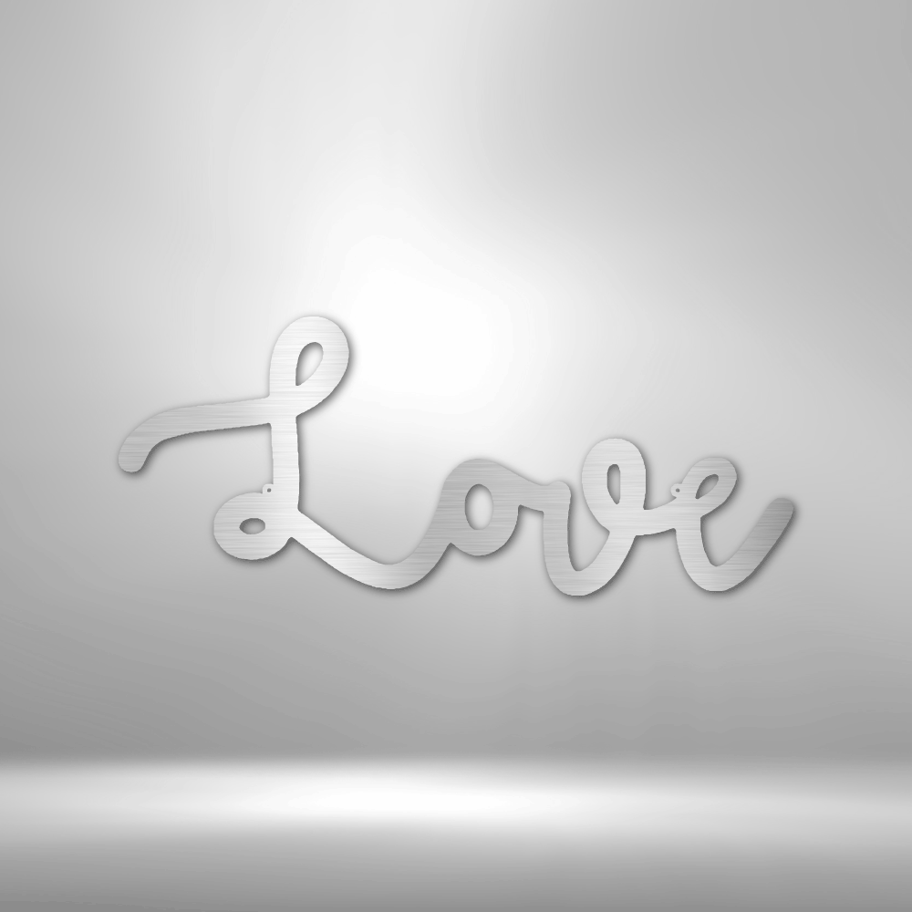 "Love" Script, Custom Metal Word Sign, Rustic Metal Sign, Valentines Decor, Farmhouse Decor, Housewarming Gift, Metal Wall Art, Love Word Art