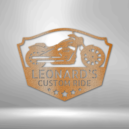 Motorcycle Sign - Personalized Metal Sign - Custom Chopper Plaque Monogram - Gift for Biker, Gift for Rider