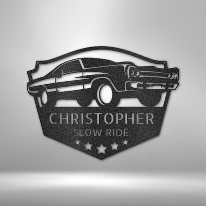 Classic Muscle Car Monogram, Personalized Metal Wall Sign, Low Rider, Muscle Car Metal Wall Sign, Ford Muscle Car, Chevy Muscle Car