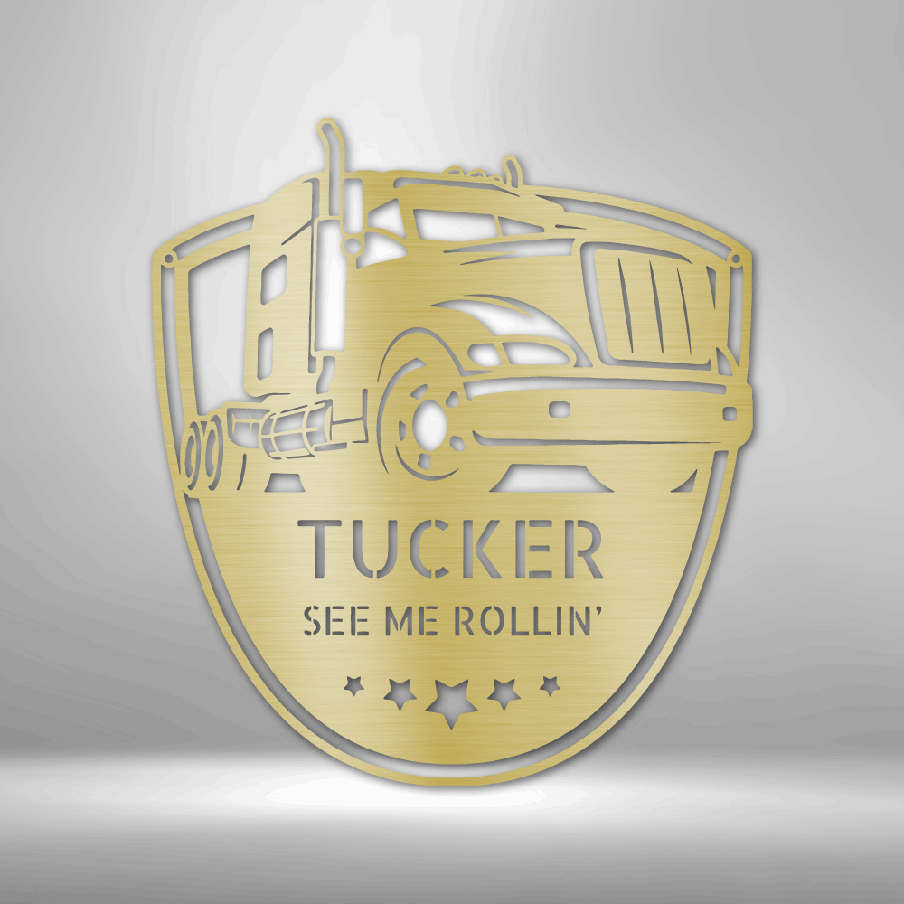 Personalized Truck Driver Sign, Semi-Truck, Tractor Trailer Gift