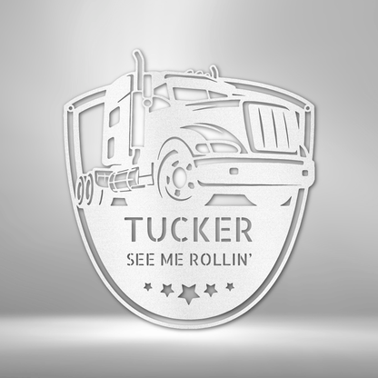 Personalized Truck Driver Sign, Semi-Truck, Tractor Trailer Gift